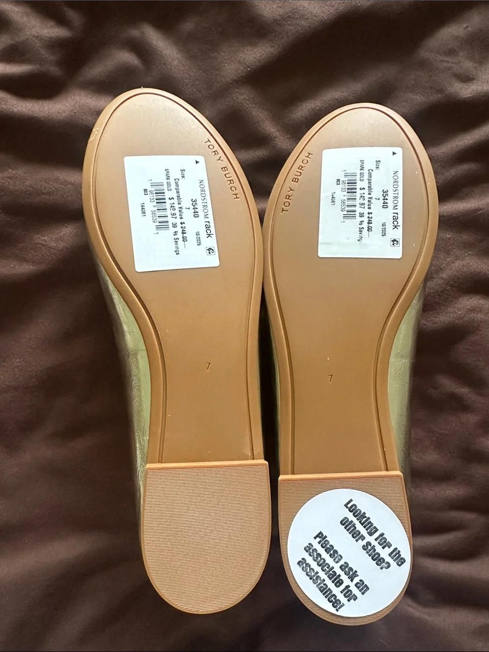 NWT Tory Burch spark gold Ballet Flats